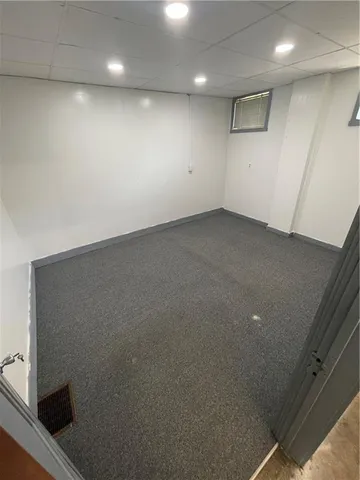 an empty room with a workbench