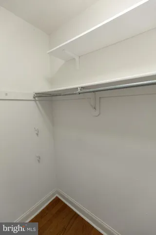 a view of a room with racks on the wall