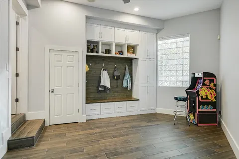 a outdoor living space with furniture and a fireplace