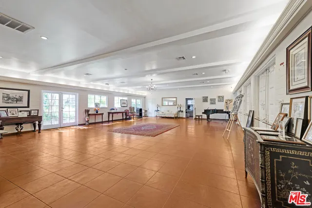 a view of a swimming pool and a large window