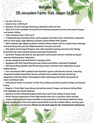 $875,000 | 126 Jerusalem Farms Drive, Jasper, GA 30143