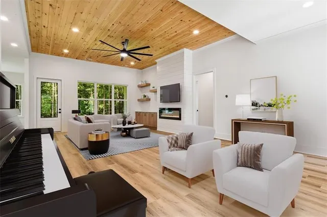 a living room with furniture