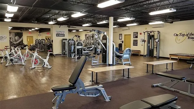a view of a room with gym equipment