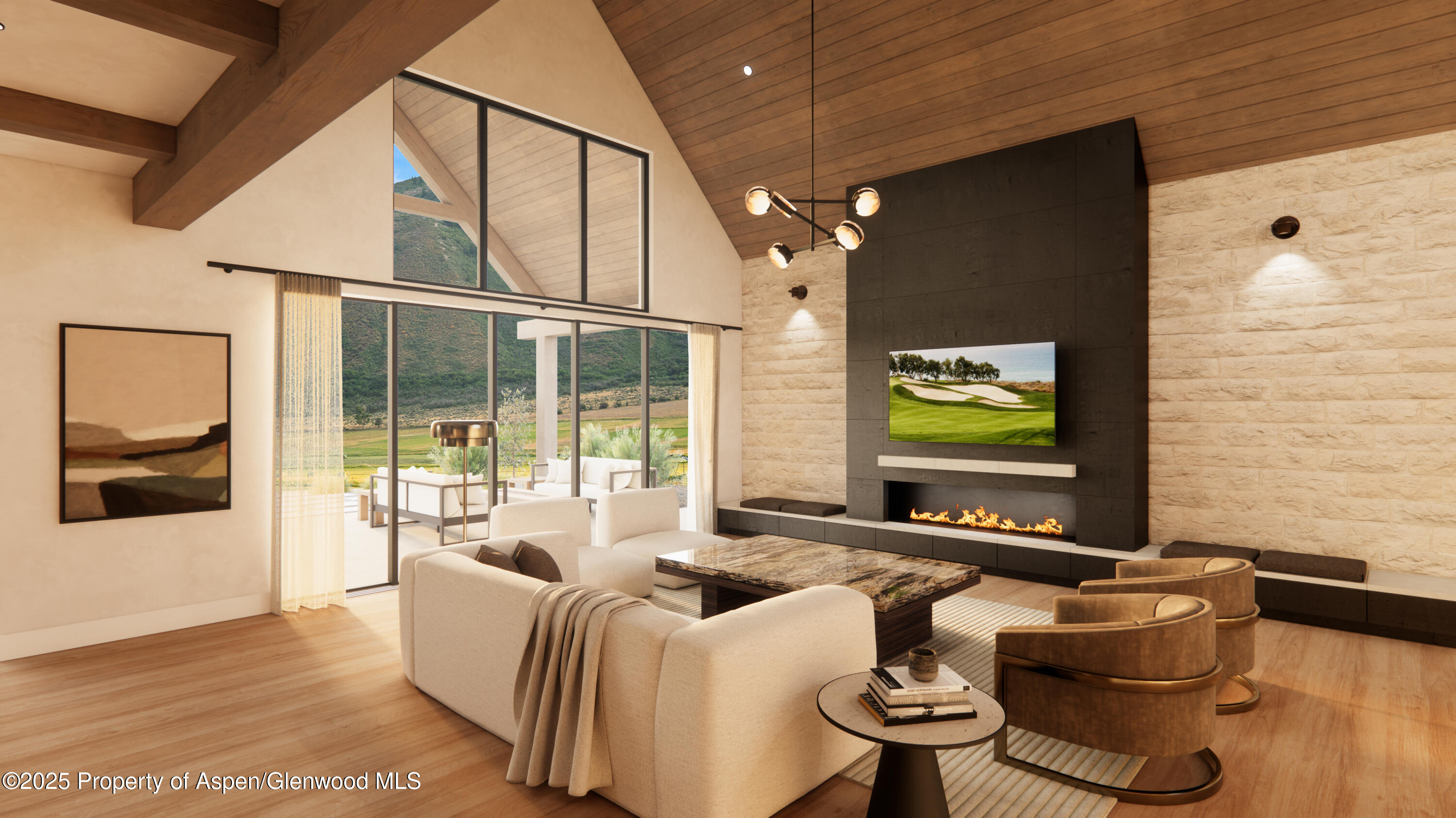 2700 Emma Road Basalt, CO 81621 - Photo 31 of 36 a living room with furniture a flat screen tv and floor to ceiling window