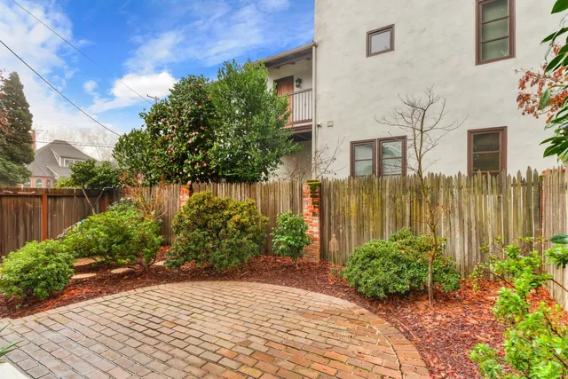 a view of a garden with pathway