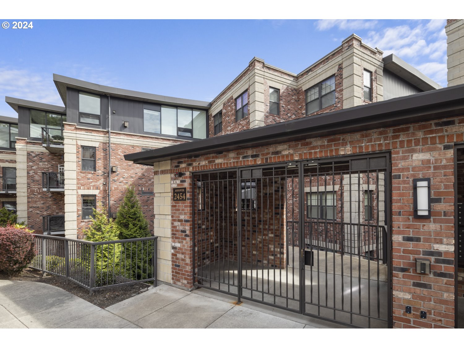 a view of a building from a balcony