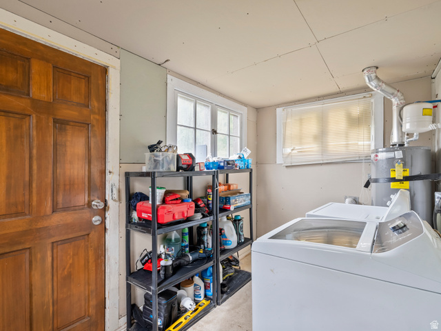 510 Canyon Road Ogden, UT 84404 - Photo 21 of 30 Laundry area featuring strapped water heater and separate washer and dryer