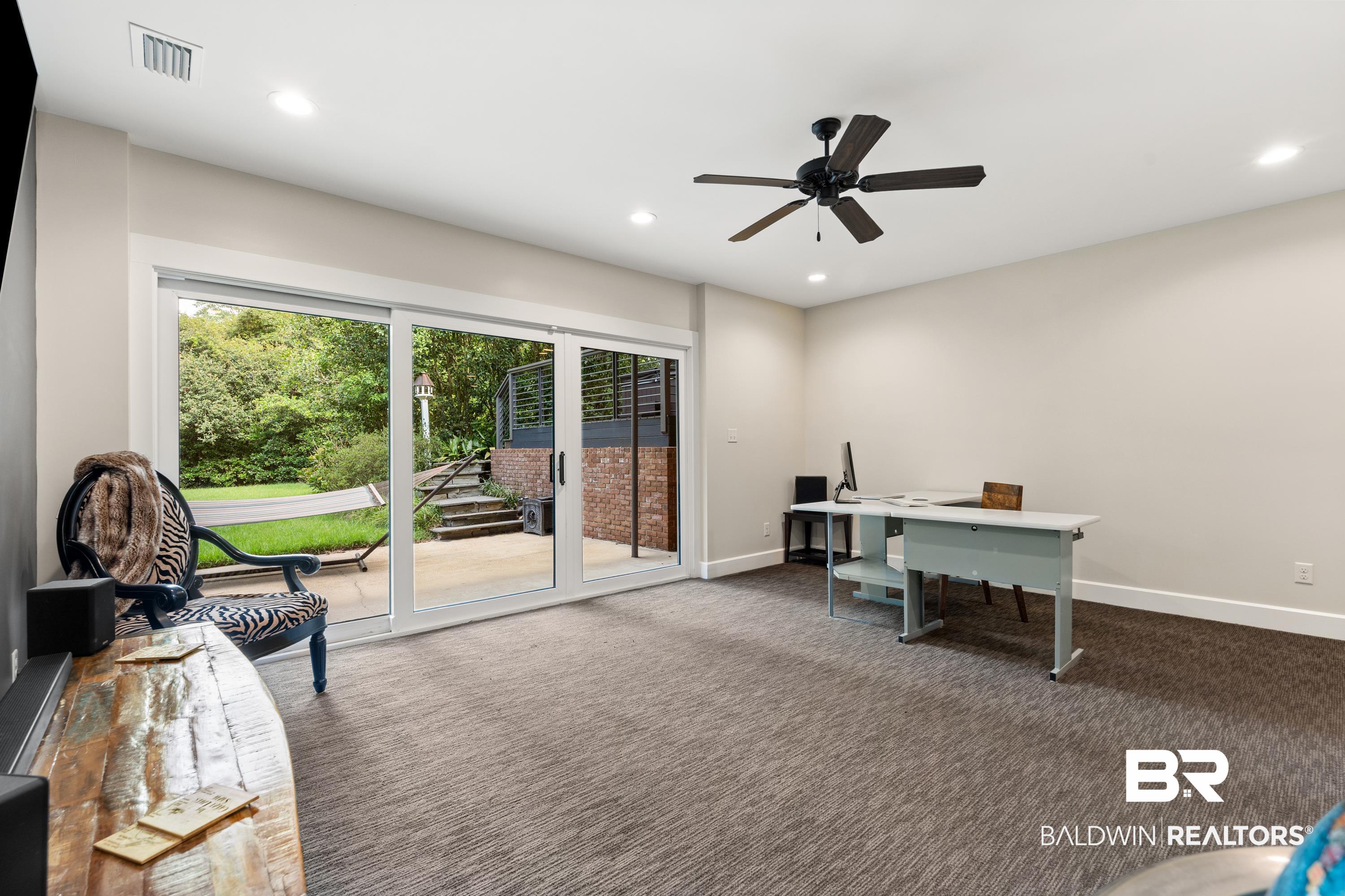 233 Suzanne Circle Mobile, AL 36608 - Photo 37 of 85 Office with recessed lighting, dark colored carpet, and ceiling fan