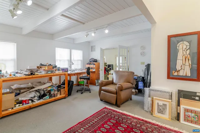 a view of a garden and patio