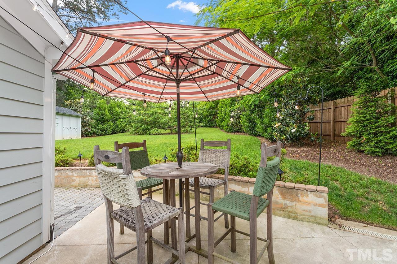 2214 Glascock Street Raleigh, NC 27610 - Photo 33 of 36 a view of patio with chairs and table under an umbrella