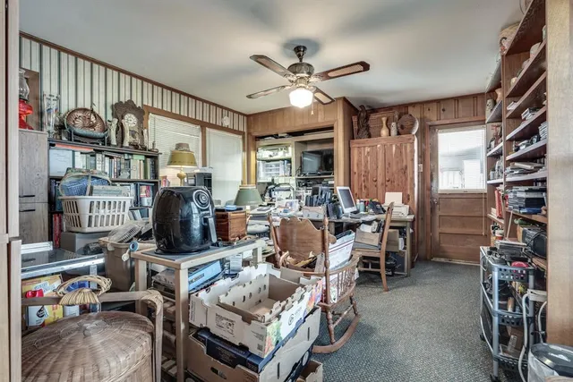 a workspace with furniture