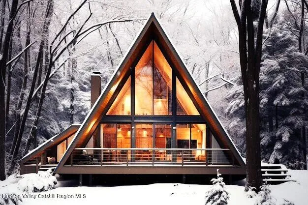 a view of staircase with a small deck