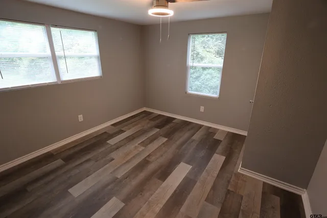 a view of a room with a window