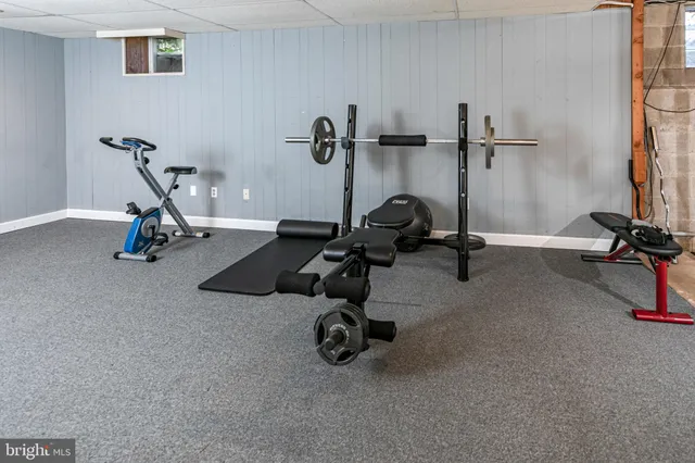 a view of a room with gym equipment