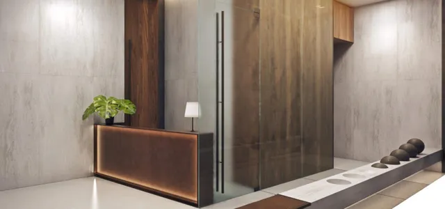 a room with gym equipment and a large window