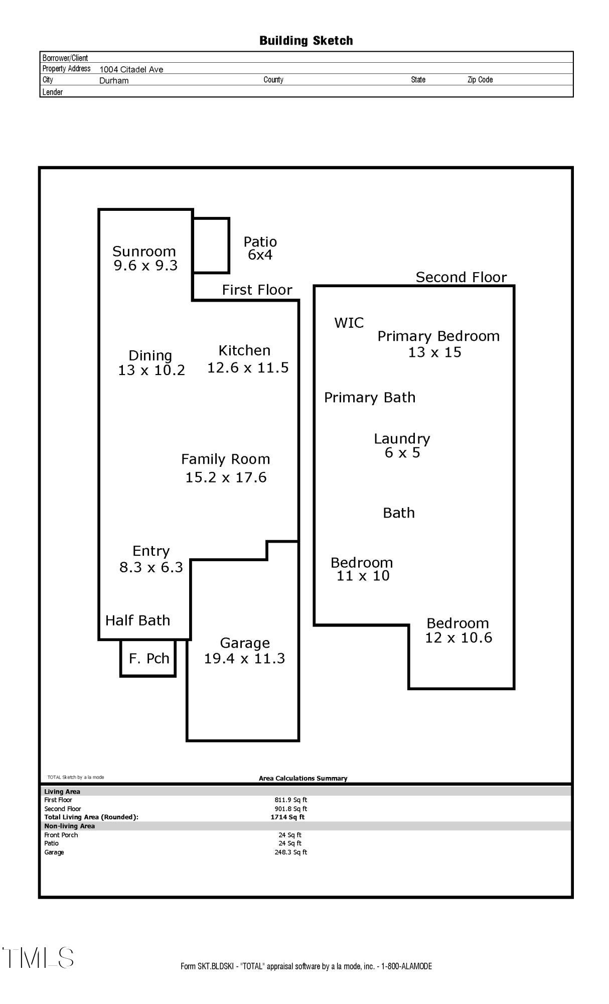 1004 Citadel Avenue Durham, NC 27713 - Photo 40 of 41 1004 Citadel Ave Measurements