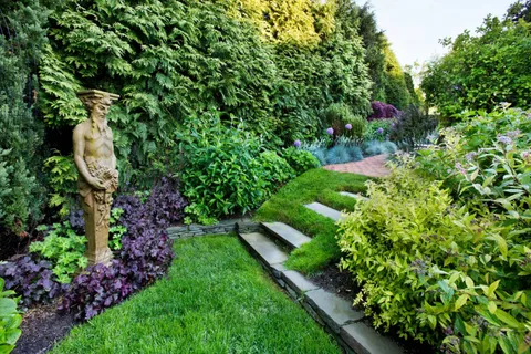 a view of a flower arrangement in backyard