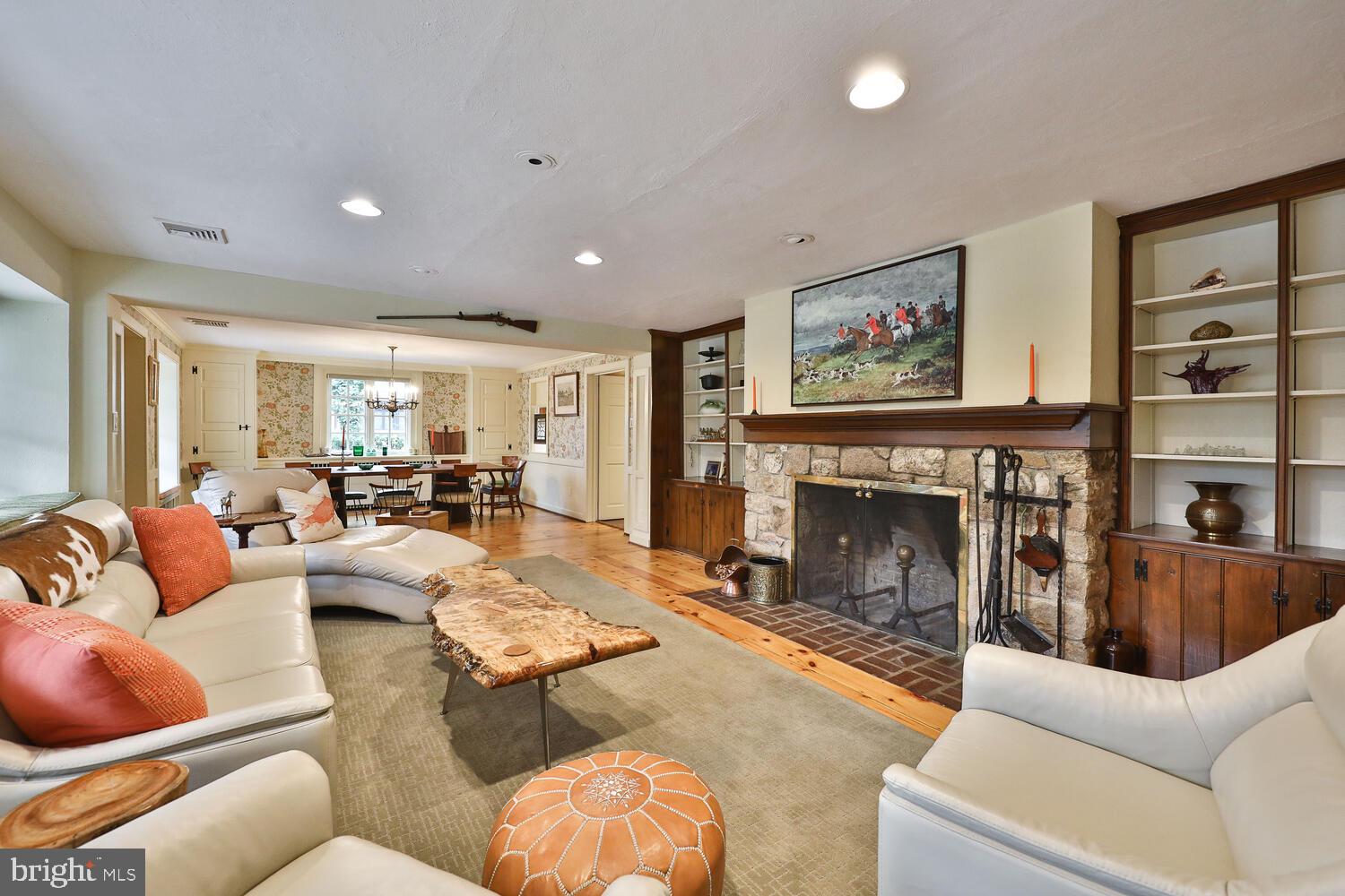 1256 Valley Road Rydal, PA 19046 - Photo 8 of 78 Great room with pine floors and fireplace