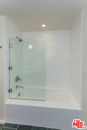a bathroom with a bathtub