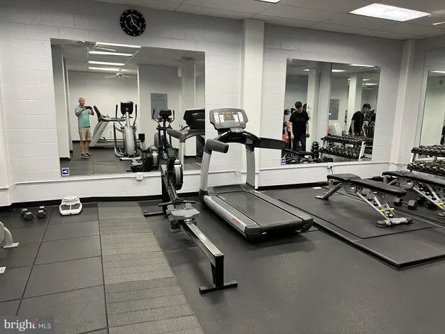 a view of a room with gym equipment