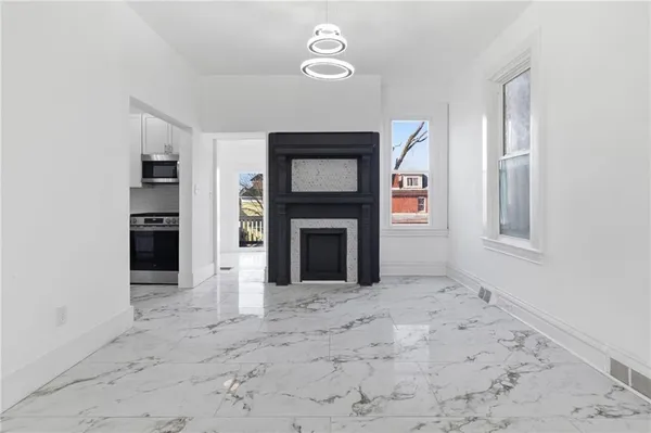 a view of a livingroom with a fireplace