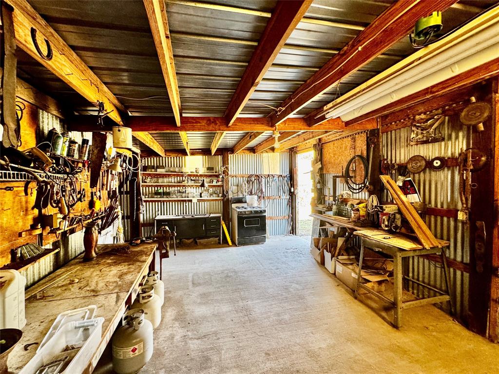 413 East Locust Street Whitewright, TX 75491 - Photo 11 of 16 Below grade area featuring a workshop area and light carpet