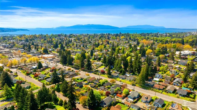 a view of city and mountain