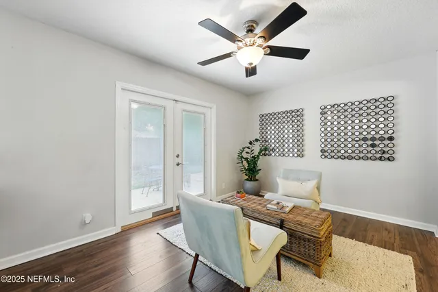 a living room with furniture