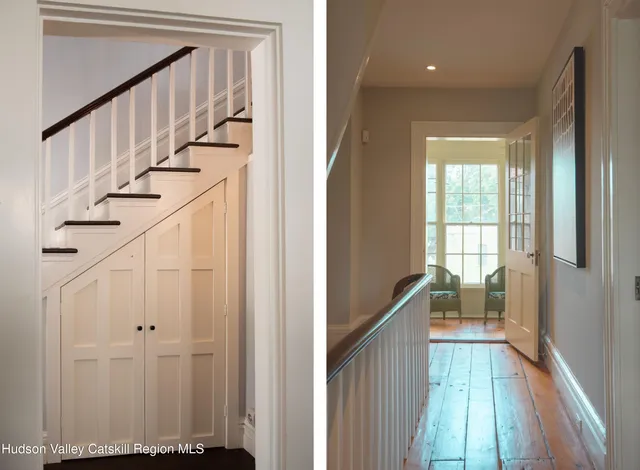 a view of entryway with wooden floor and stairs