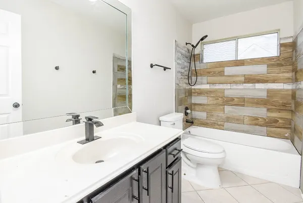 a bathroom with a bathtub