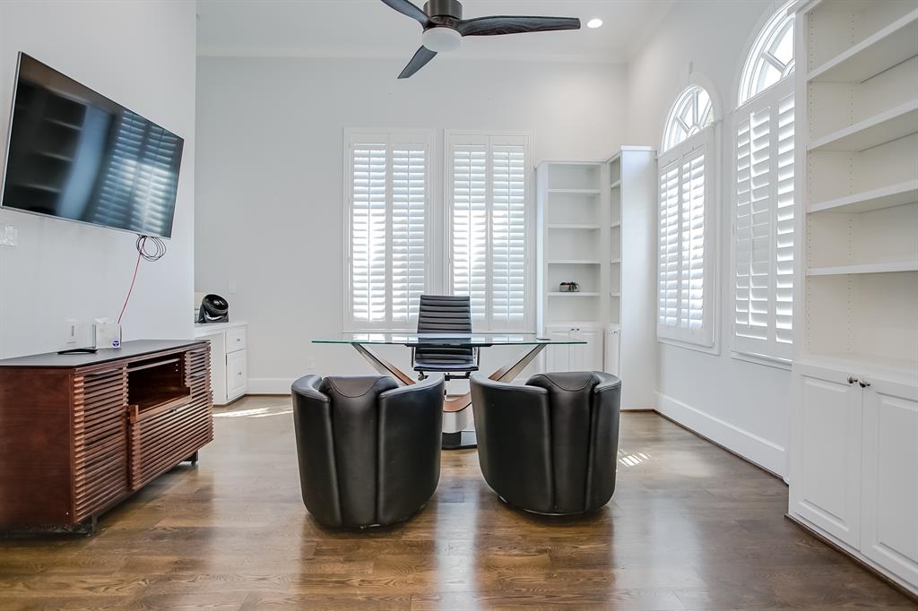 6319 Turner Way Dallas, TX 75230 - Photo 4 of 36 a view of kitchen with stainless steel appliances granite countertop a stove a sink dishwasher a dining table and chairs with wooden floor
