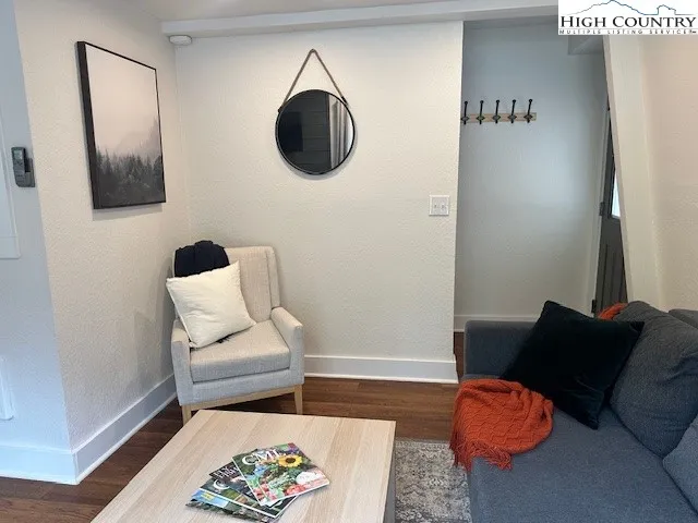 a living room with a couch and a table