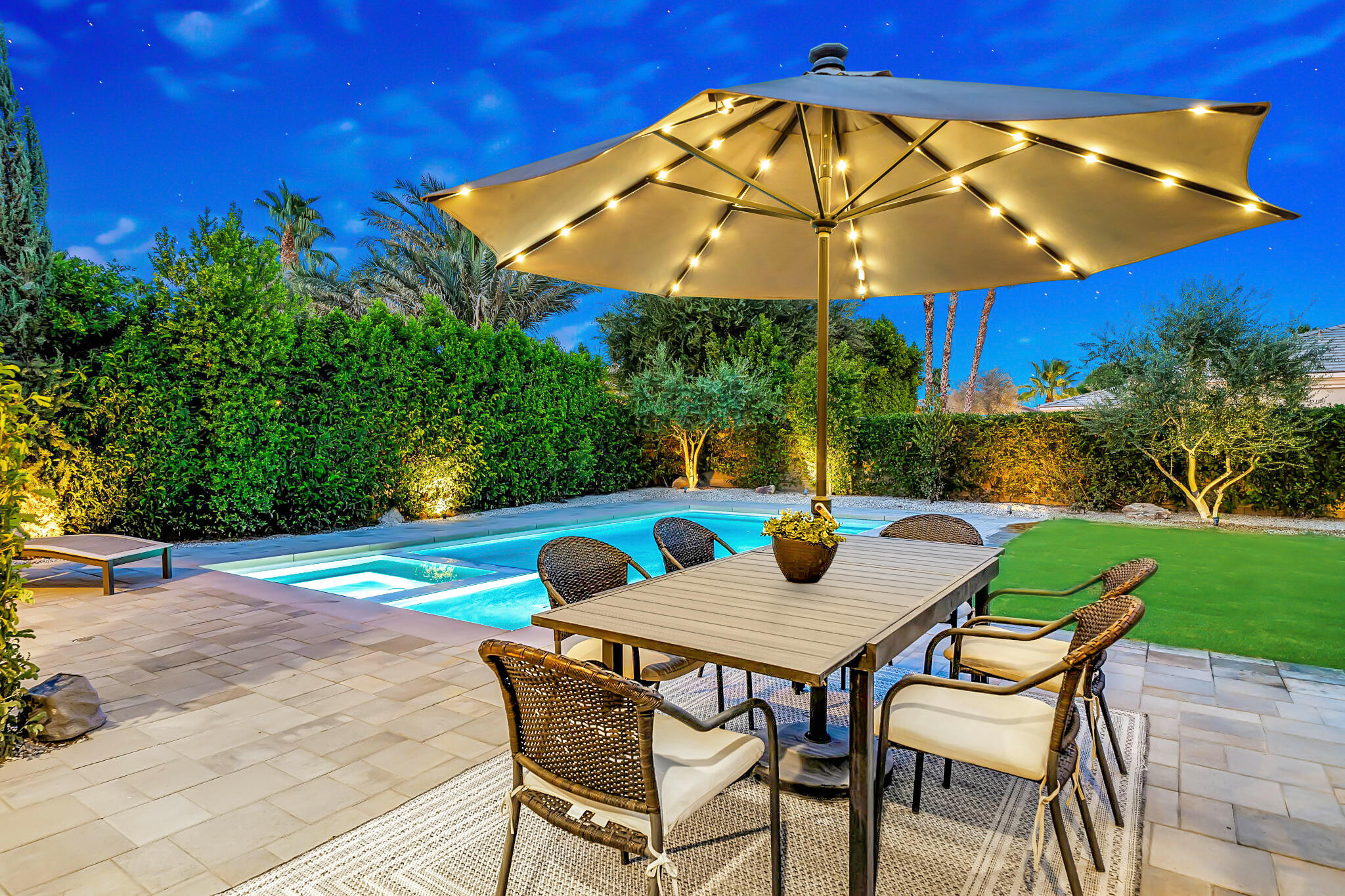 48864 Pear Street Indio, CA 92201 - Photo 39 of 46 a view of an outdoor sitting area with furniture and backyard