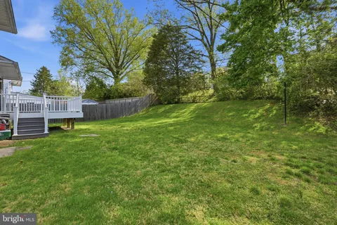 a view of a backyard with a garden and trees
