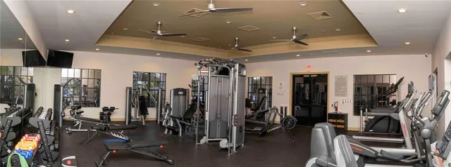 a view of a room with gym equipment