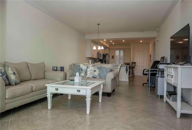 a view of a building with a garden