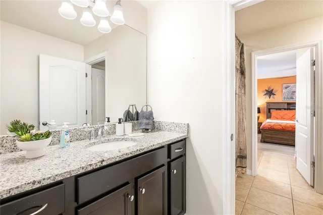 a view of a building with sitting area