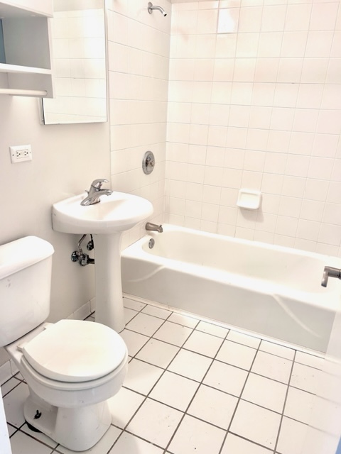 1246 West Byron Street, Unit 1 Chicago, IL 60613 - Photo 6 of 7 a white toilet sitting next to a bath tub