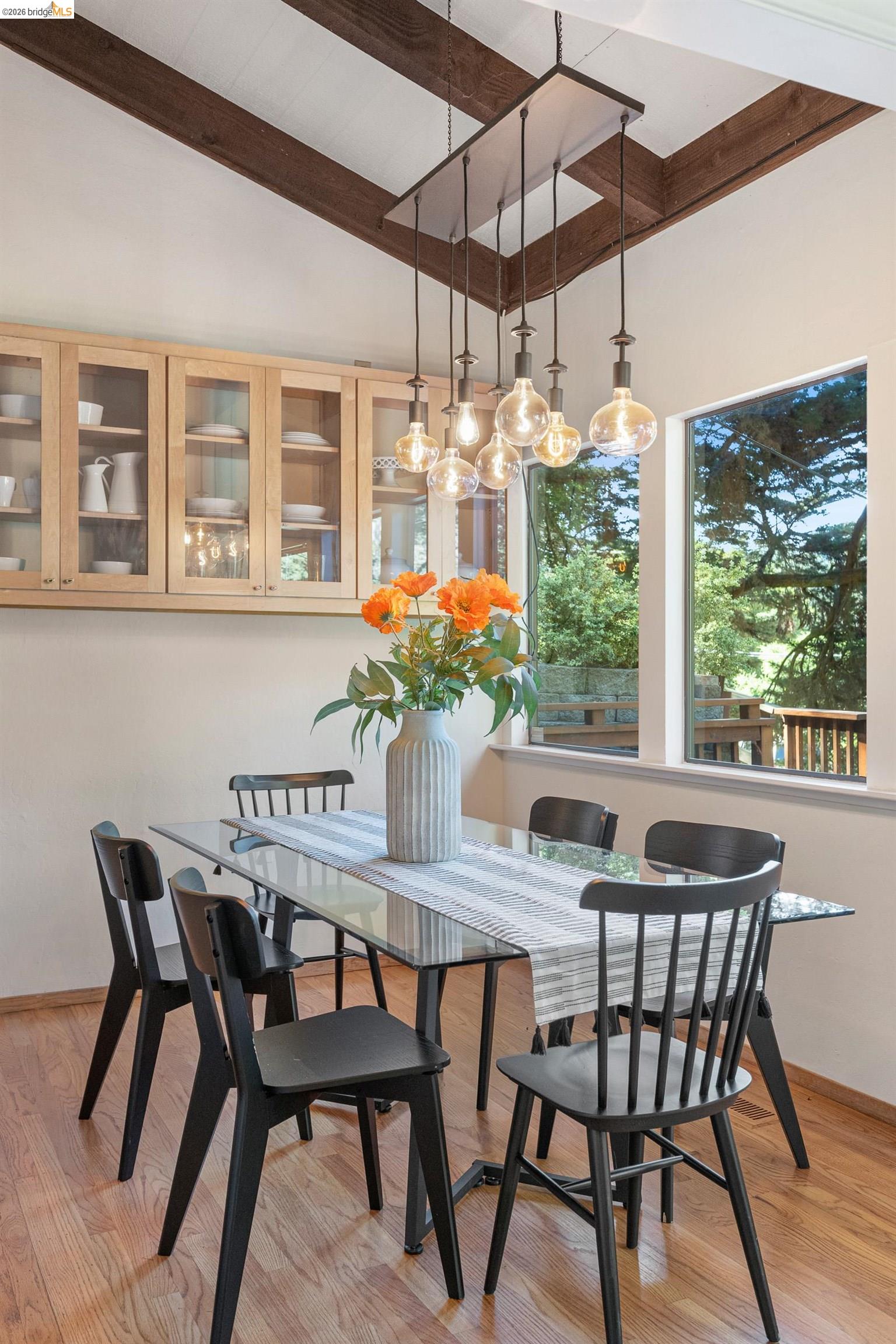 6600 Heather Ridge Way Oakland, CA 94611 - Photo 20 of 66 Vaulted ceiling with exposed wood beams