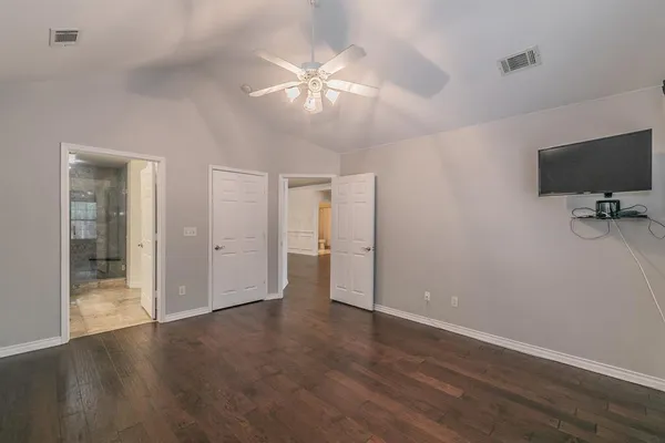 a view of a livingroom with a flat screen tv