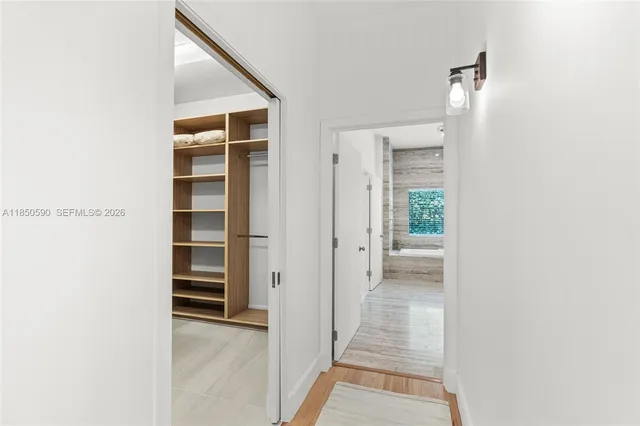 a view of a garden with a fountain