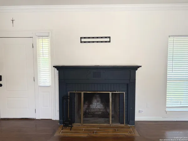 a close view of a fireplace