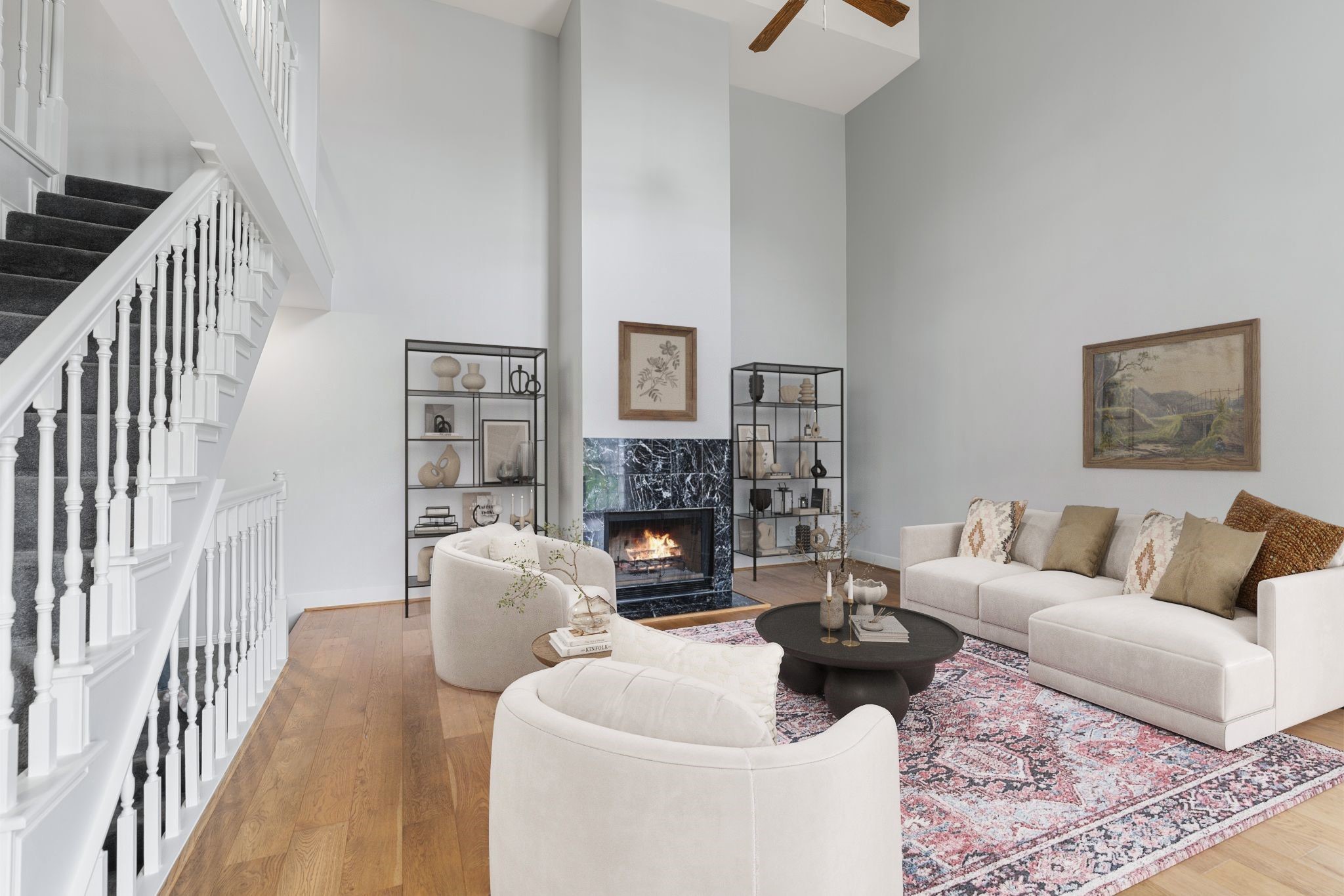 1601 Haver Street Houston, TX 77006 - Photo 9 of 22 A glowing fireplace invites you to gather around.