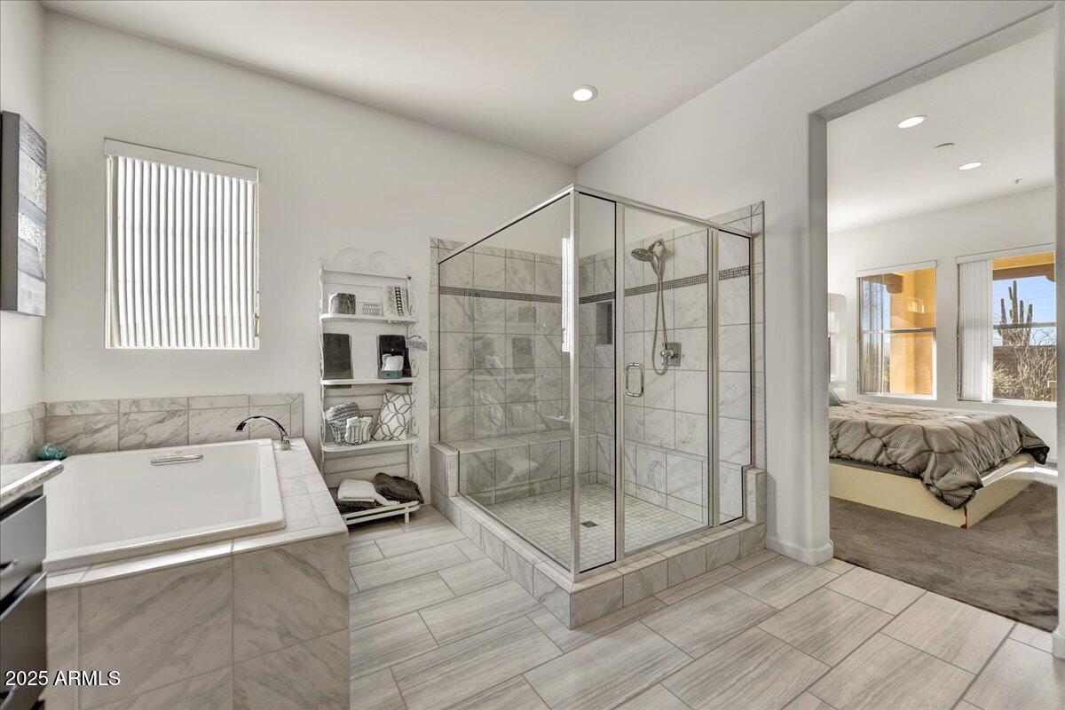 17943 East Silver Sage Lane Rio Verde, AZ 85263 - Photo 19 of 66 a spacious bathroom with a tub shower and mirror