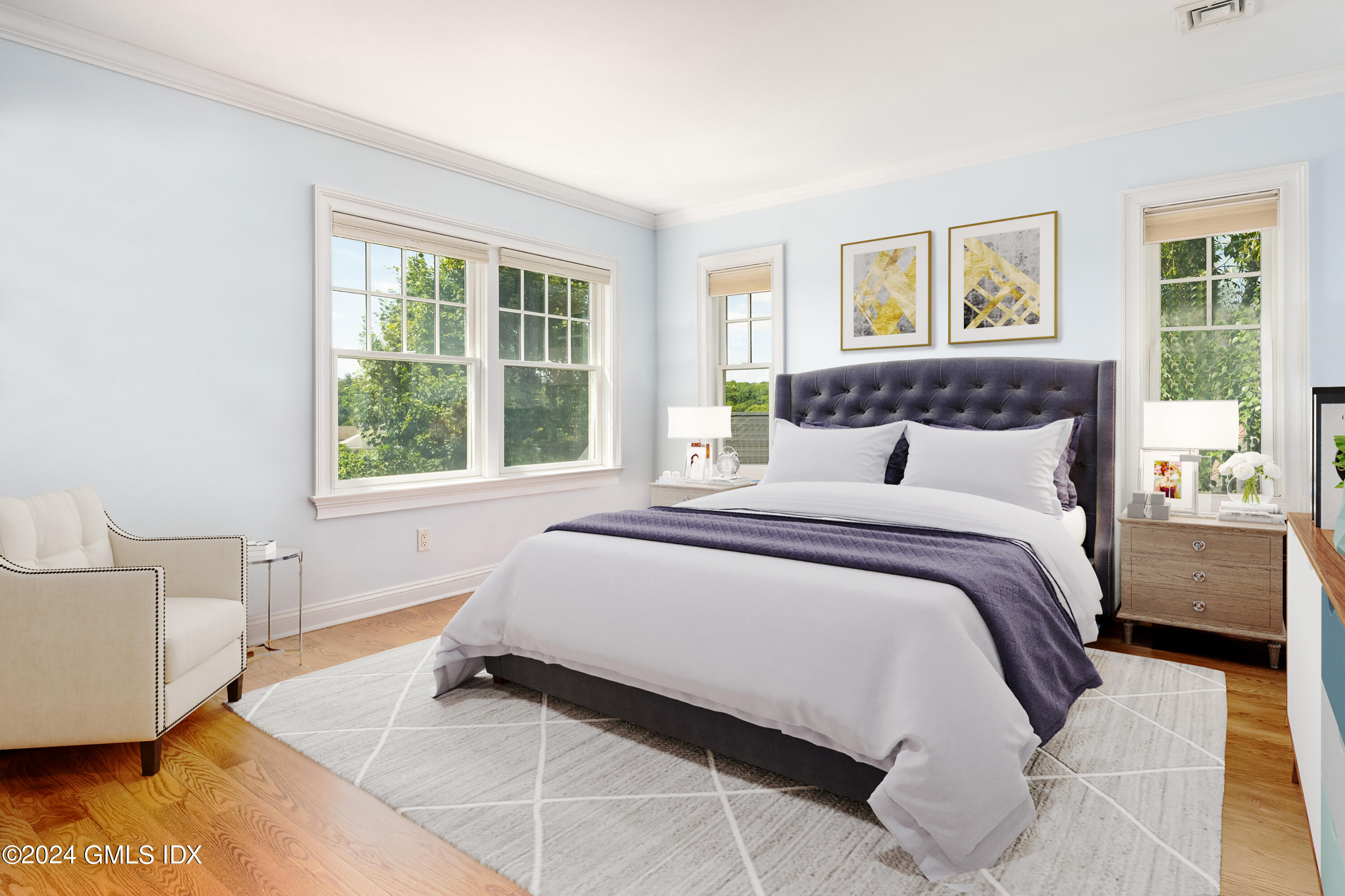 54 Valley Road, Unit B Cos Cob, CT 06807 - Photo 11 of 22 a bedroom with a bed and wooden floor