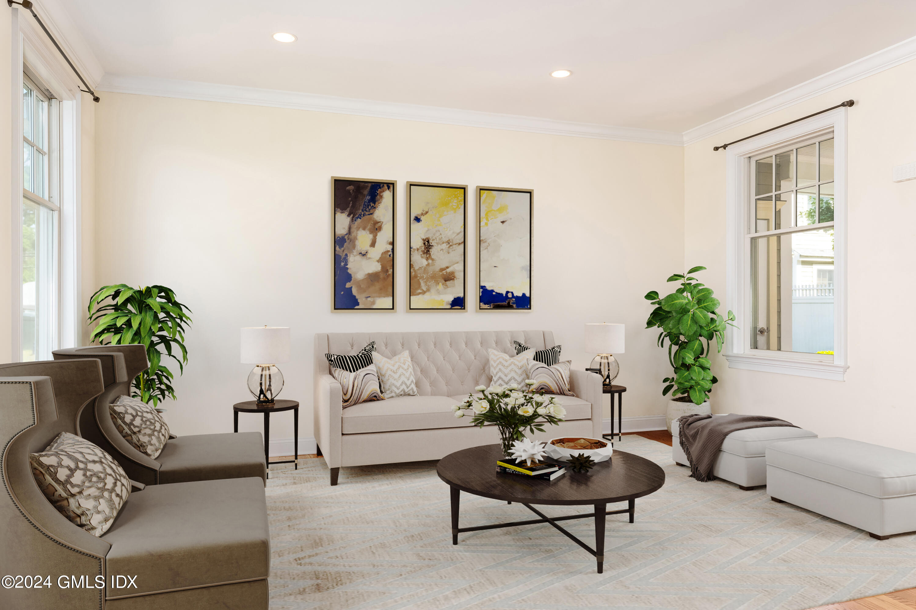 54 Valley Road, Unit B Cos Cob, CT 06807 - Photo 5 of 22 a living room with furniture and a potted plant