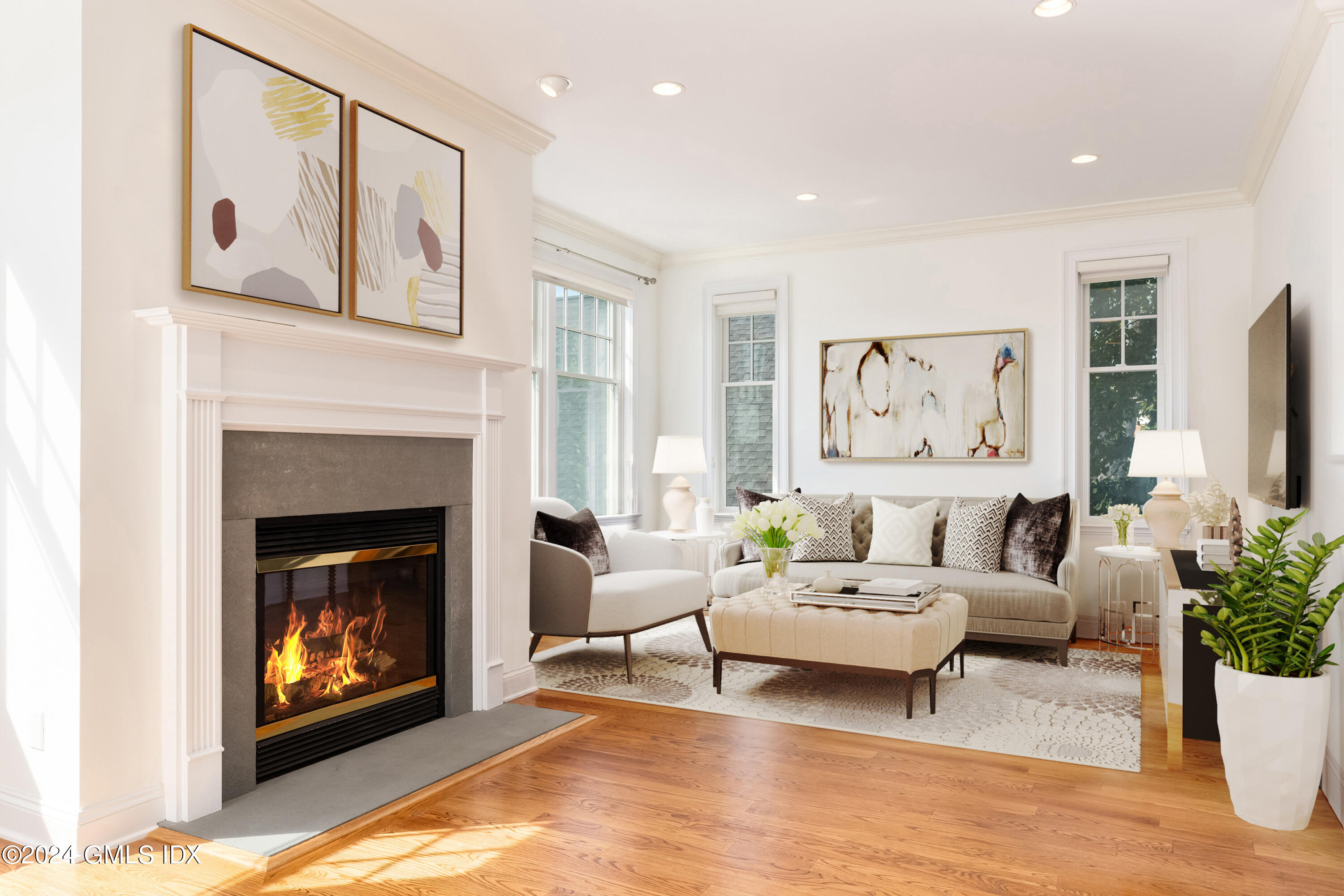 54 Valley Road, Unit B Cos Cob, CT 06807 - Photo 10 of 22 a living room with furniture and a fireplace