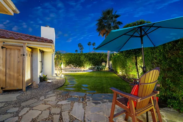 a view of an outdoor sitting space