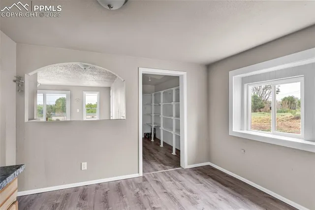 a front view of house with yard and trees around