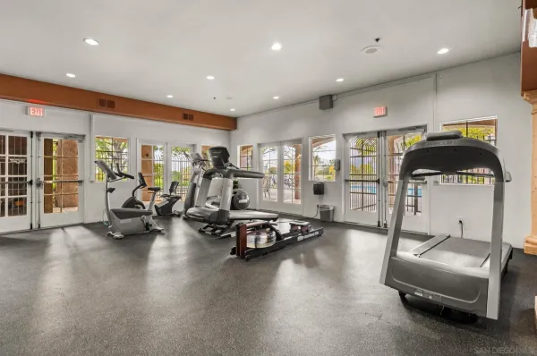 a view of a room with gym equipment